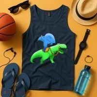 T-Rex Riding A Shark Tank Top thumb 4