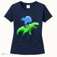 T-Rex Riding A Shark Women's T-Shirt thumb 0