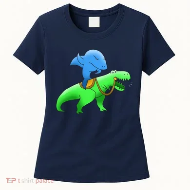T-Rex Riding A Shark Women's T-Shirt