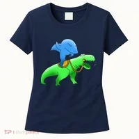 T-Rex Riding A Shark Women's T-Shirt thumb 0
