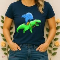 T-Rex Riding A Shark Women's T-Shirt thumb 2