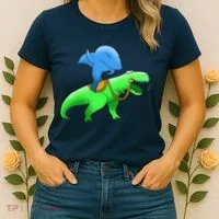 T-Rex Riding A Shark Women's T-Shirt thumb 2