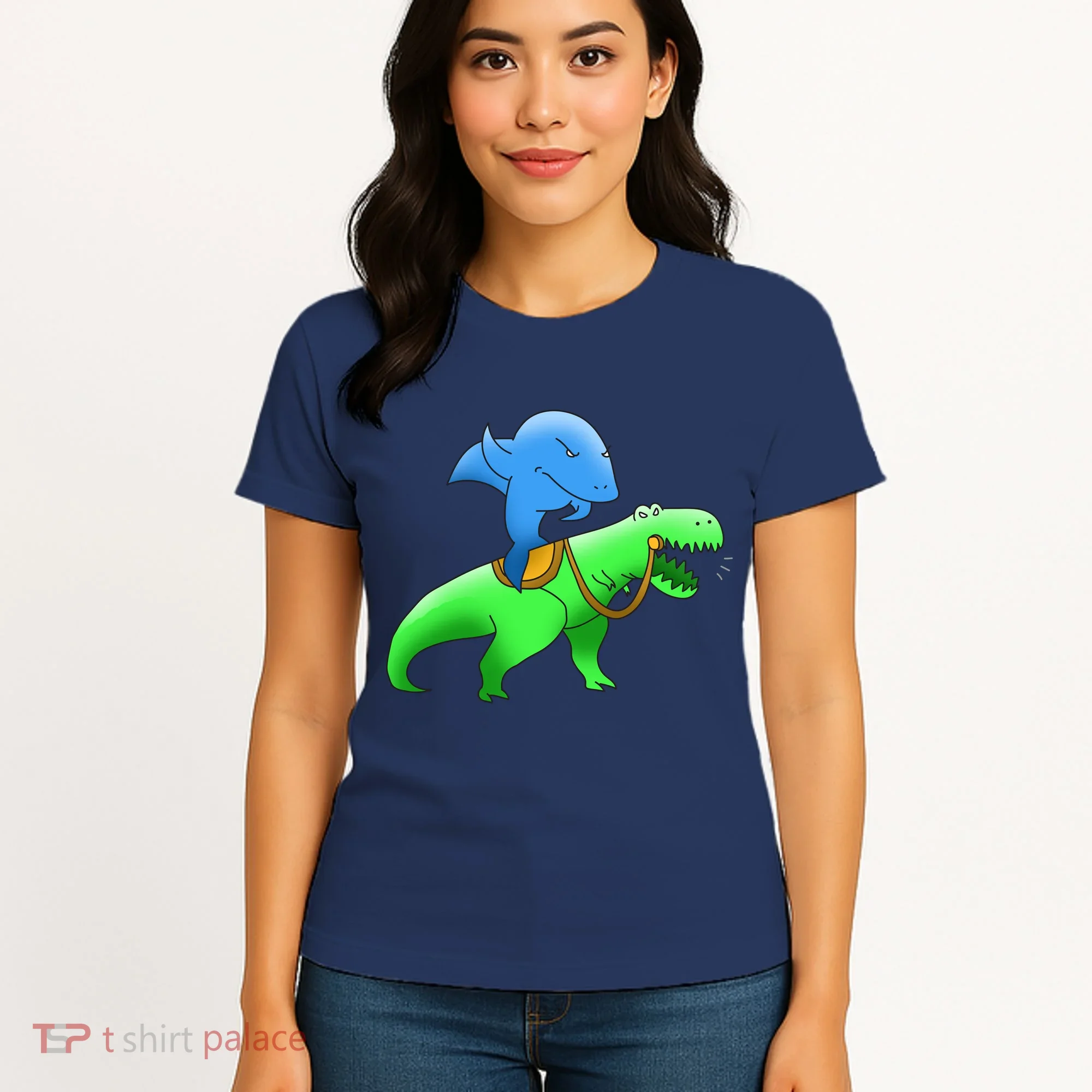 T-Rex Riding A Shark Women's T-Shirt