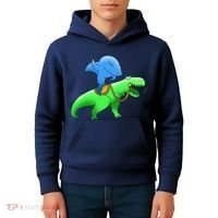 T-Rex Riding A Shark Kids Hoodie thumb 4