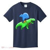 T-Rex Riding A Shark Kids T-Shirt thumb 0