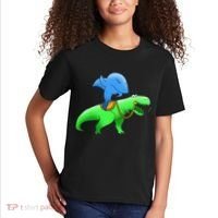 T-Rex Riding A Shark Kids T-Shirt thumb 2