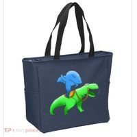 T-Rex Riding A Shark Tote Bag thumb 2