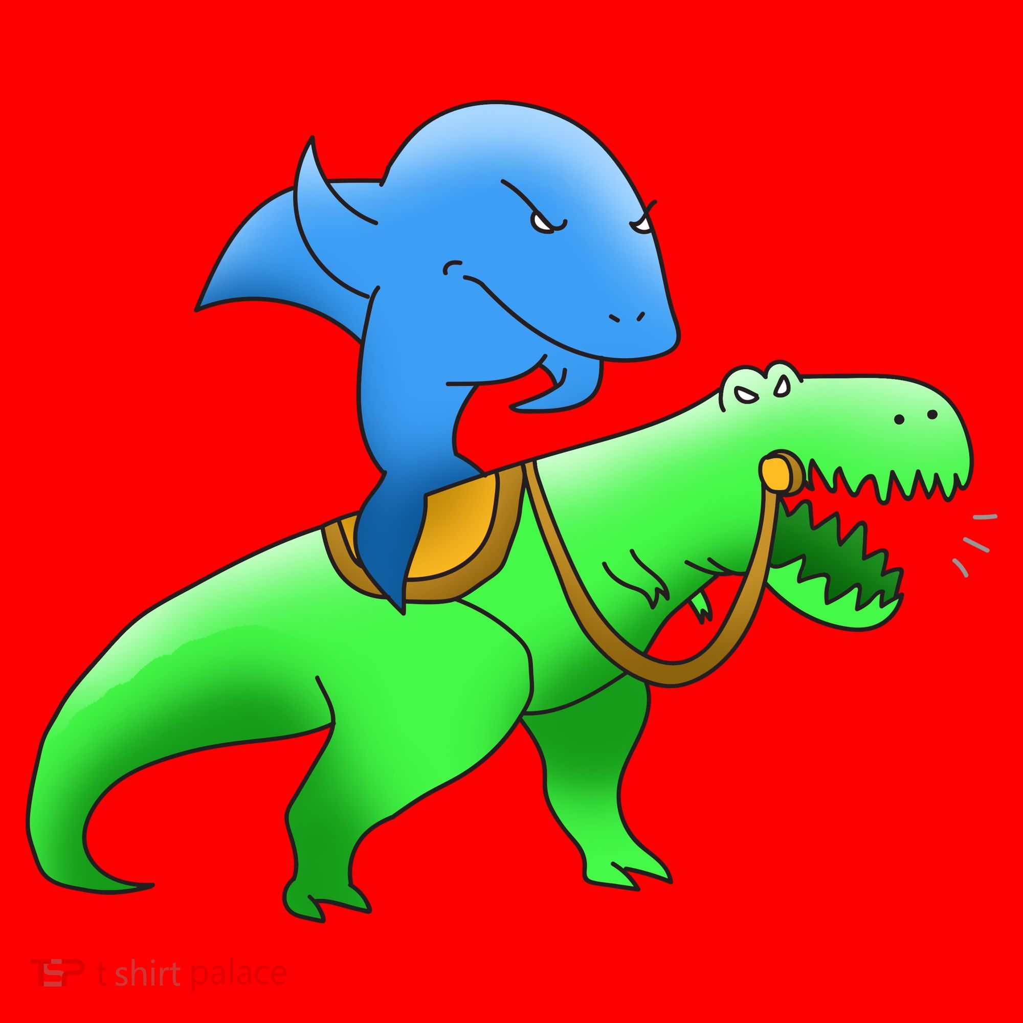T-Rex Riding A Shark Santa Hat