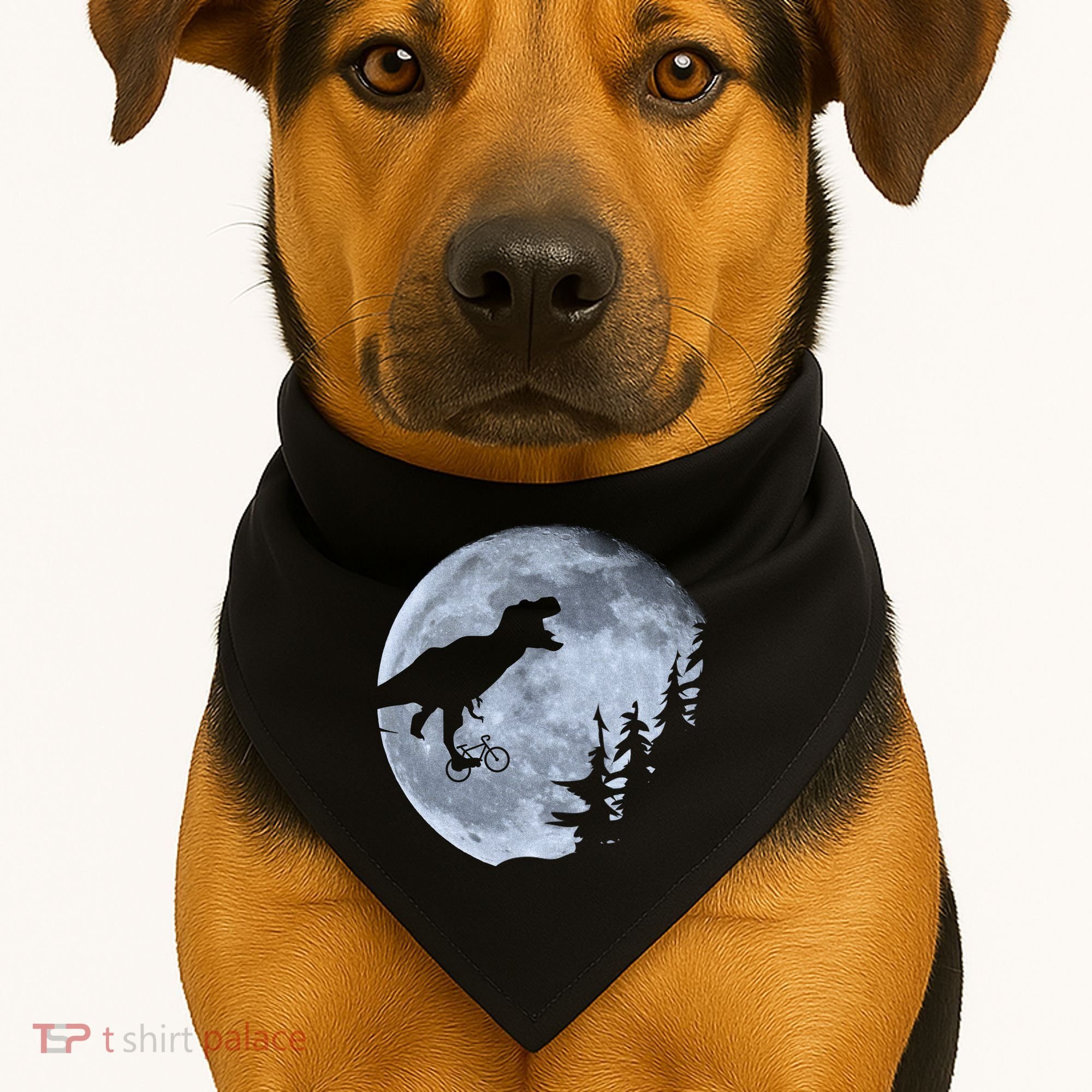 T-Rex Riding To The Moon  USA-Made Doggie Bandana