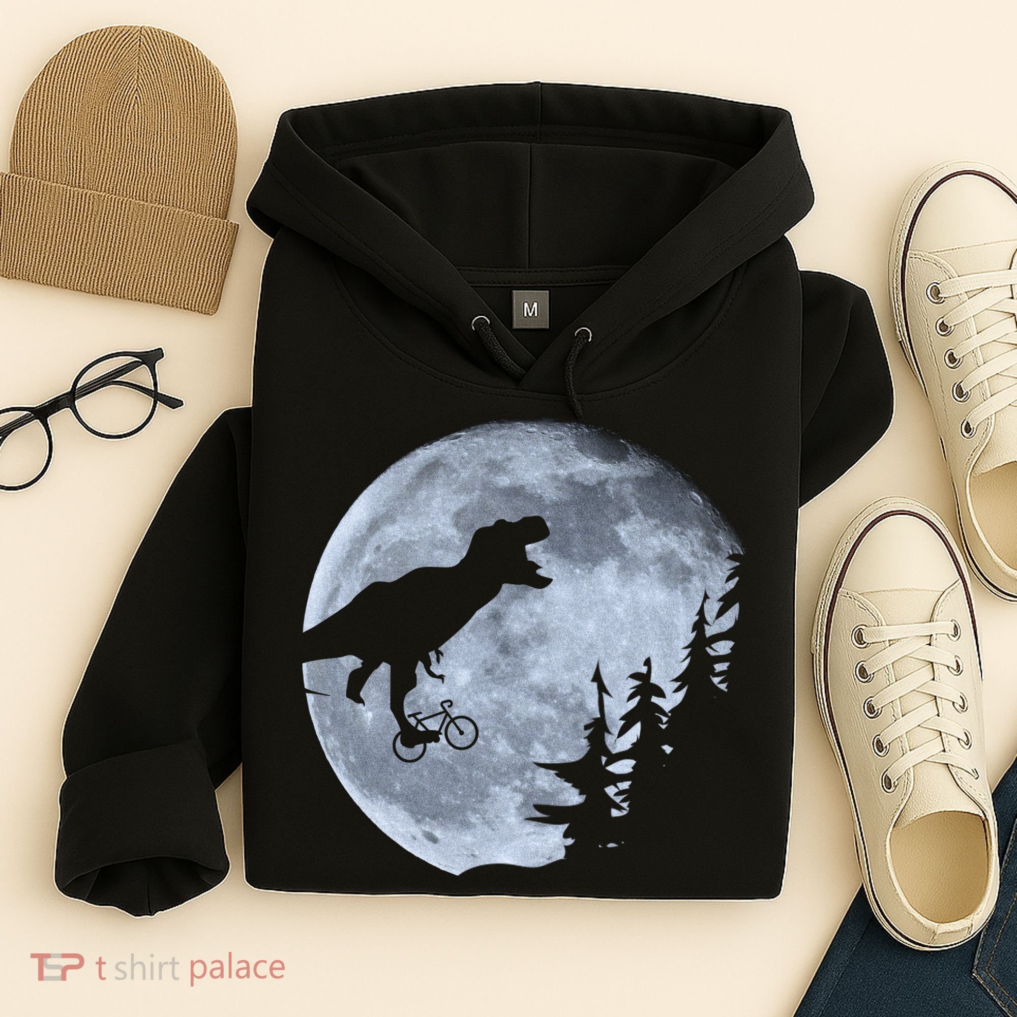 T-Rex Riding To The Moon  Hoodie