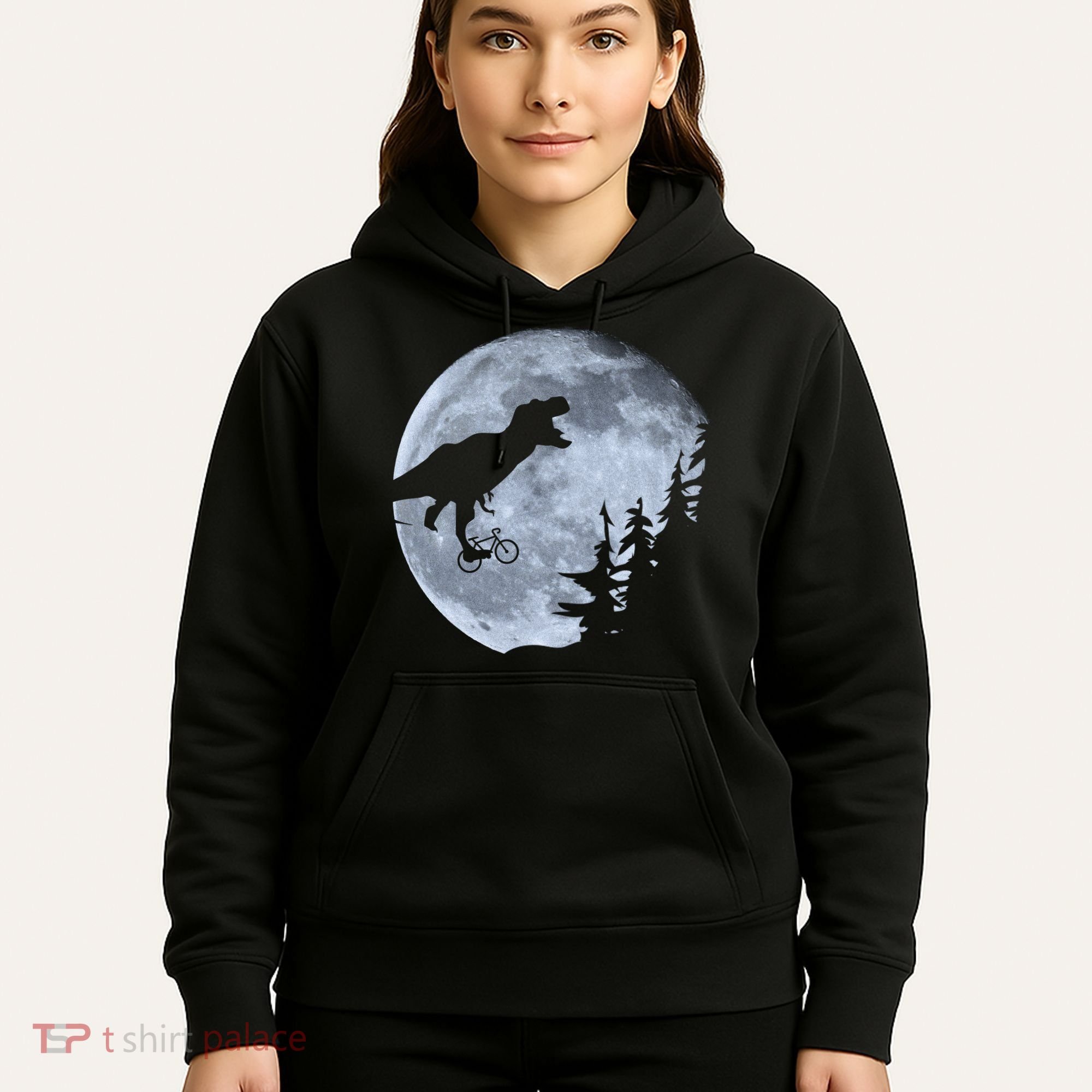 T-Rex Riding To The Moon  Hoodie