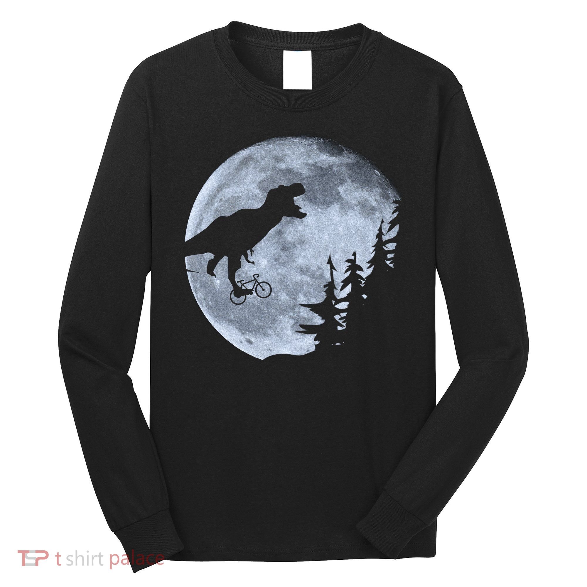T-Rex Riding To The Moon  Long Sleeve Shirt