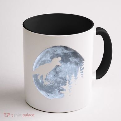 T-Rex Riding To The Moon  Coffee Mug back