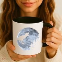 T-Rex Riding To The Moon  Coffee Mug thumb 3