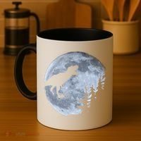 T-Rex Riding To The Moon  Coffee Mug thumb 4