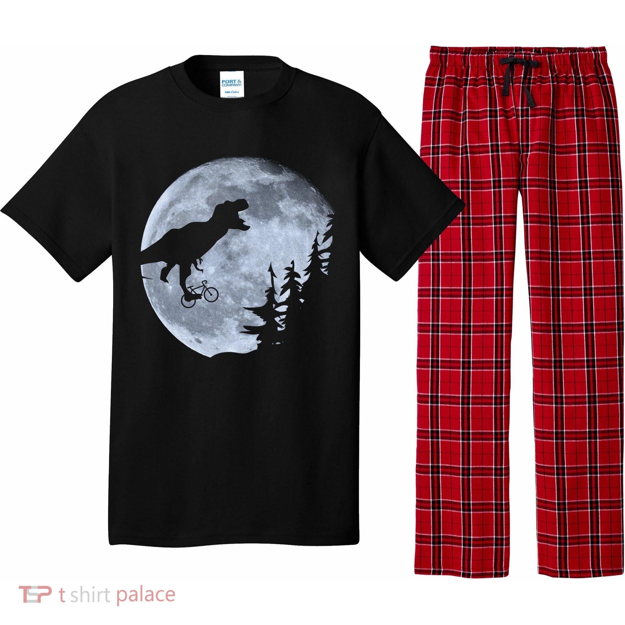 T-Rex Riding To The Moon  Pajama Set