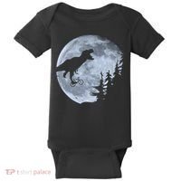 T-Rex Riding To The Moon  Baby Bodysuit thumb 0
