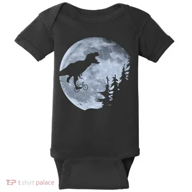 T-Rex Riding To The Moon  Baby Bodysuit