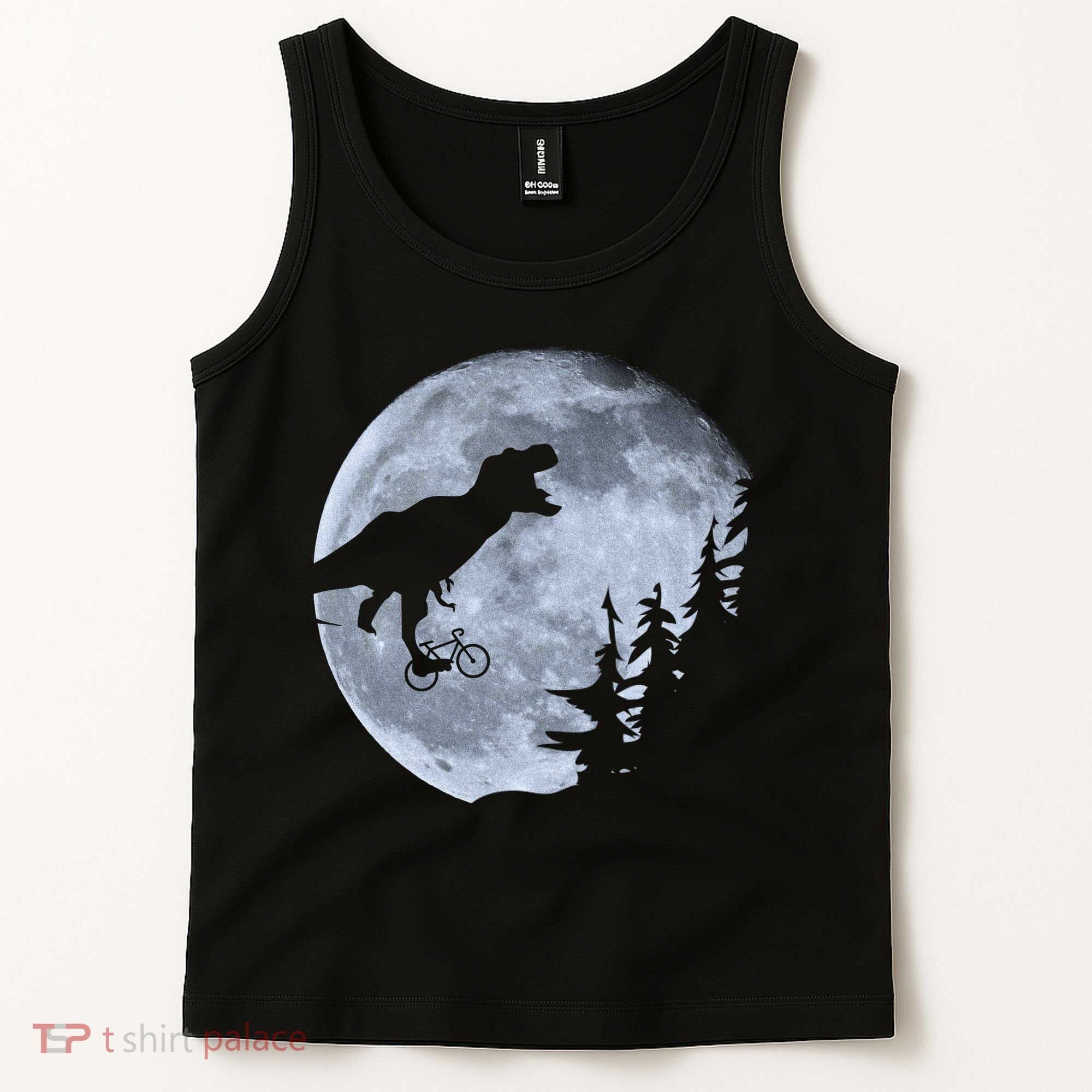 T-Rex Riding To The Moon  Tank Top