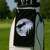 T-Rex Riding To The Moon  Golf Towel thumb 2