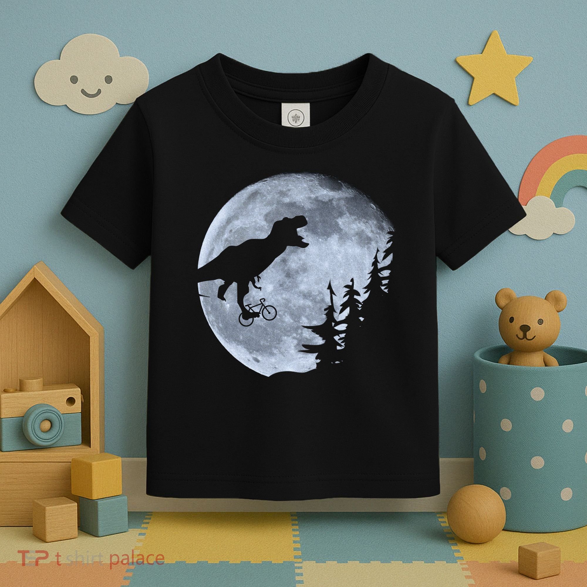 T-Rex Riding To The Moon  Toddler T-Shirt
