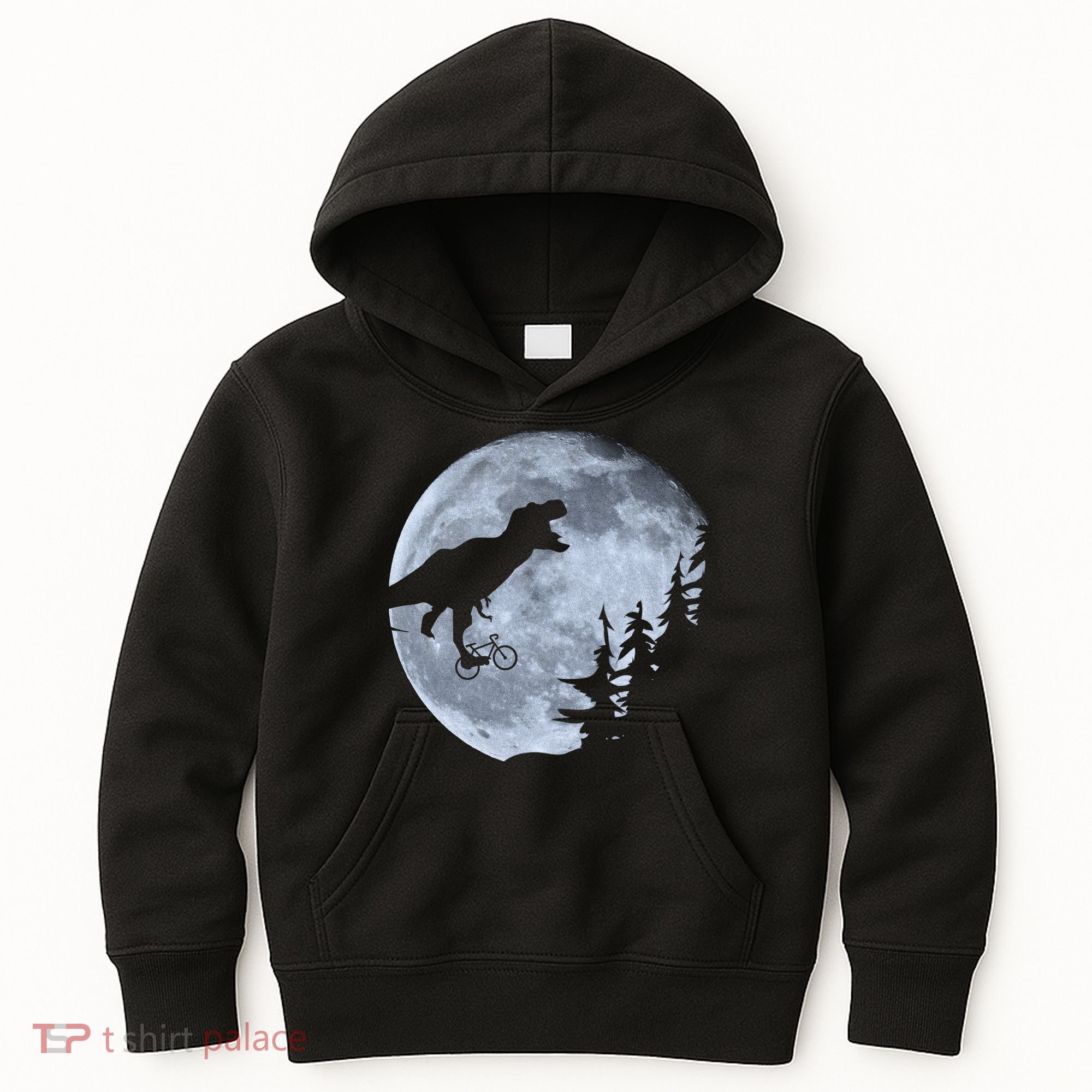 T-Rex Riding To The Moon  Kids Hoodie