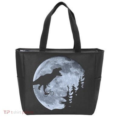 T-Rex Riding To The Moon  Tote Bag