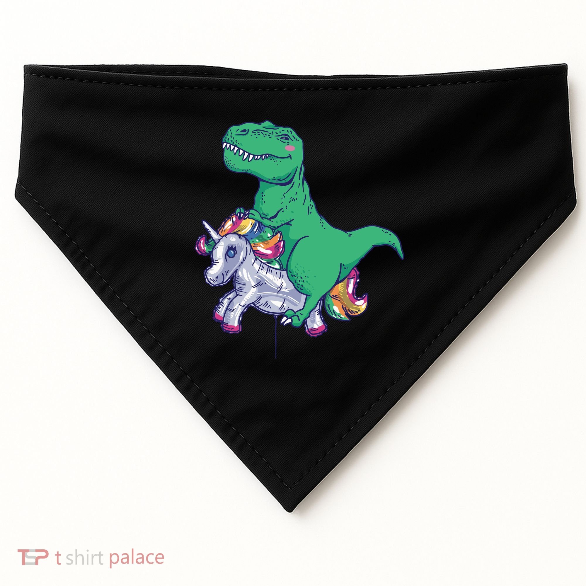 T-Rex Riding Unicorn USA-Made Doggie Bandana