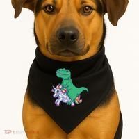 T-Rex Riding Unicorn USA-Made Doggie Bandana thumb 1