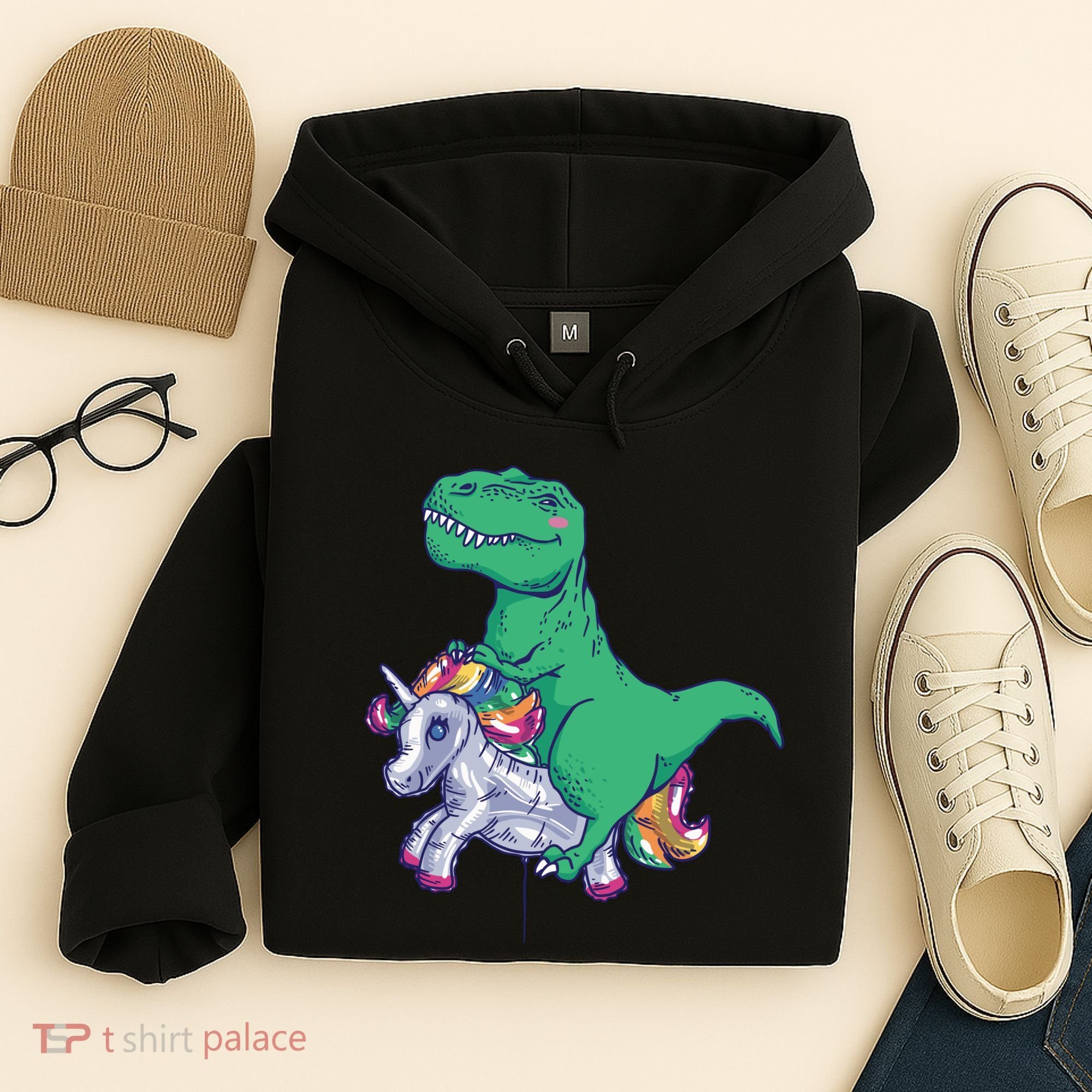 T-Rex Riding Unicorn Hoodie