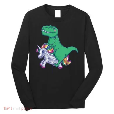 T-Rex Riding Unicorn Long Sleeve Shirt