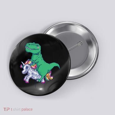 T-Rex Riding Unicorn Button