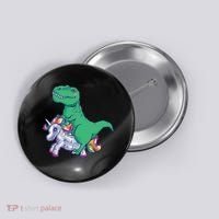 T-Rex Riding Unicorn Button thumb 0