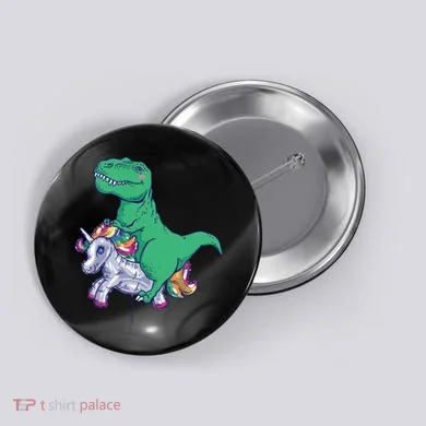 T-Rex Riding Unicorn Button