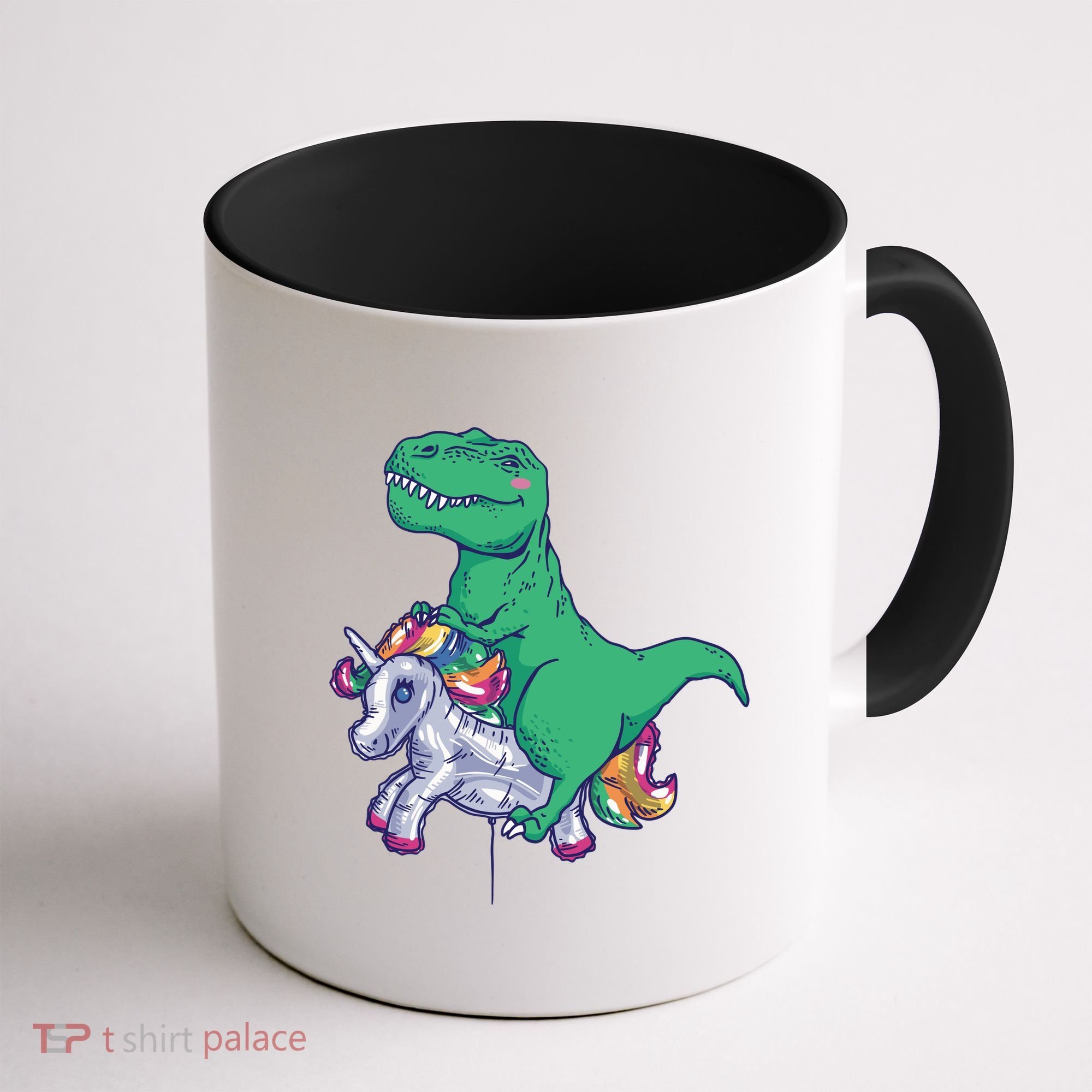 T-Rex Riding Unicorn Coffee Mug