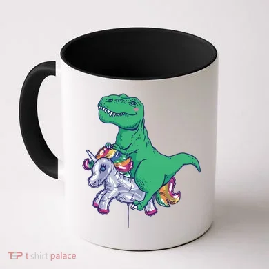 T-Rex Riding Unicorn Coffee Mug