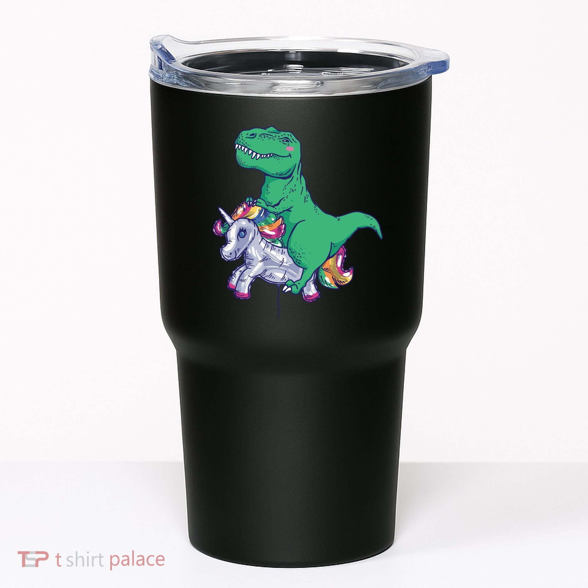 T-Rex Riding Unicorn Tumbler