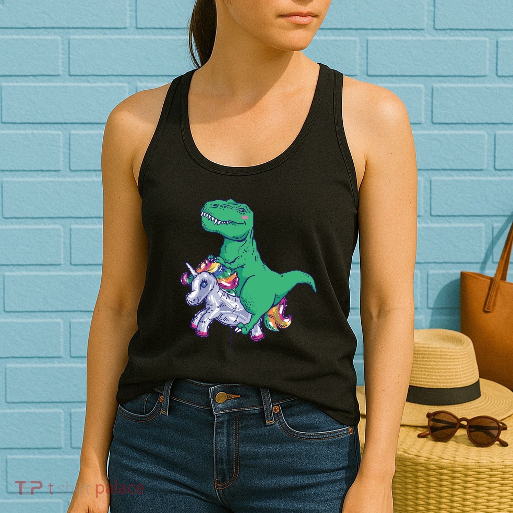 T-Rex Riding Unicorn Women's Tank Top
