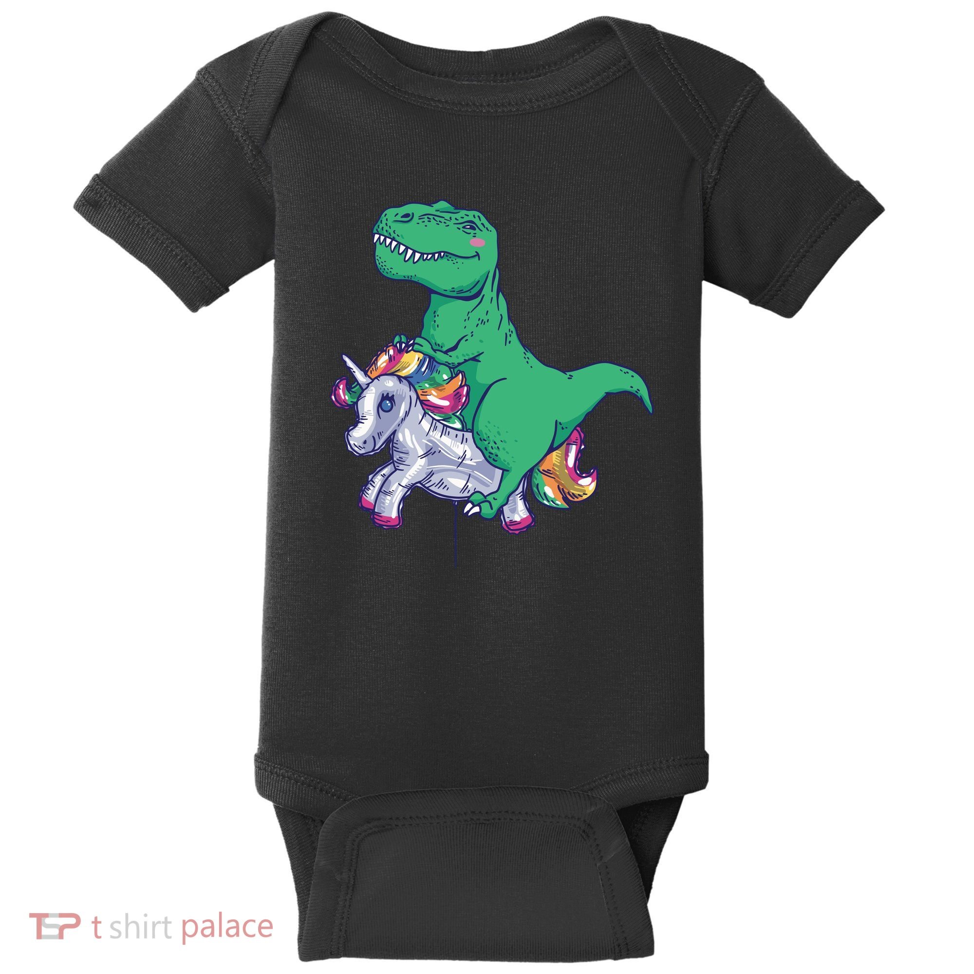 T-Rex Riding Unicorn Baby Bodysuit