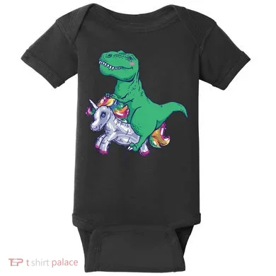 T-Rex Riding Unicorn Baby Bodysuit