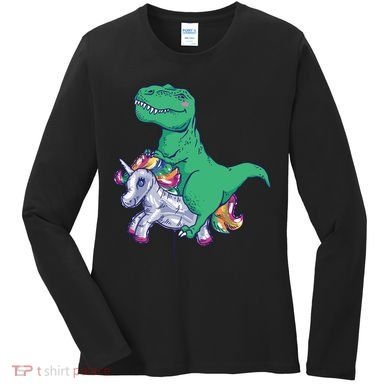 T-Rex Riding Unicorn Women's Long Sleeve Shirt