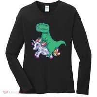 T-Rex Riding Unicorn Women's Long Sleeve Shirt thumb 0