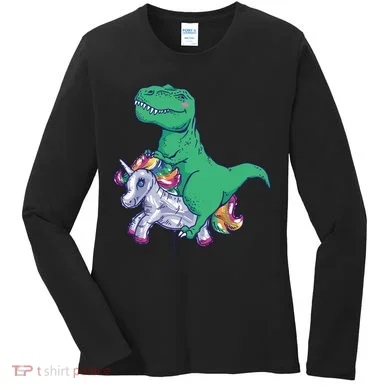 T-Rex Riding Unicorn Women's Long Sleeve Shirt