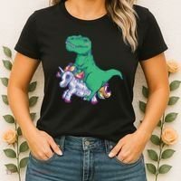 T-Rex Riding Unicorn Women's T-Shirt thumb 2