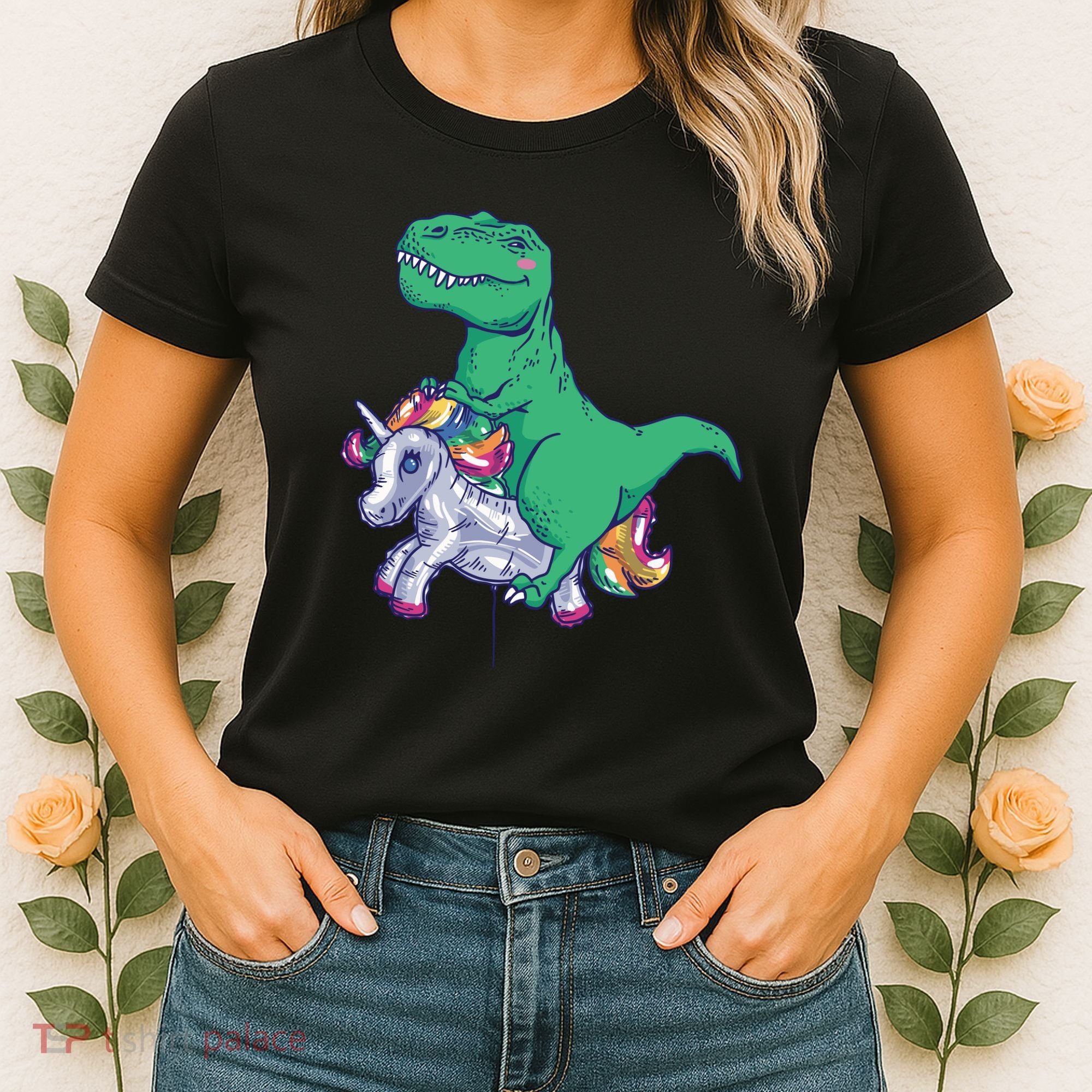 T-Rex Riding Unicorn Women's T-Shirt