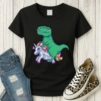 T-Rex Riding Unicorn Women's T-Shirt thumb 3