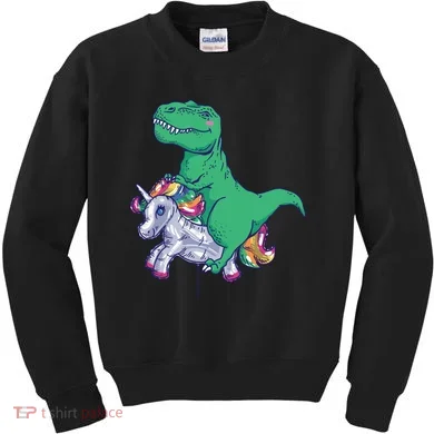 T-Rex Riding Unicorn Kids Sweatshirt