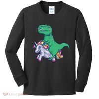 T-Rex Riding Unicorn Kids Long Sleeve Shirt thumb 0