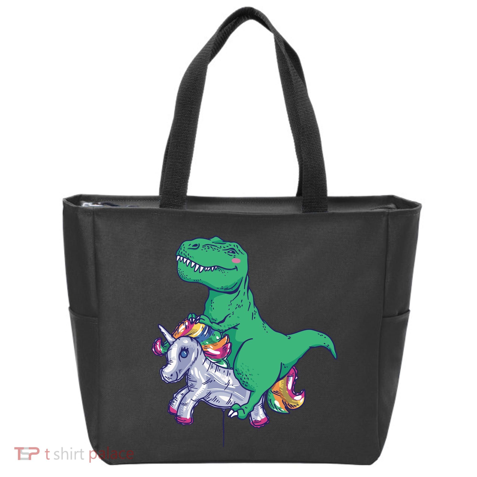 T-Rex Riding Unicorn Tote Bag