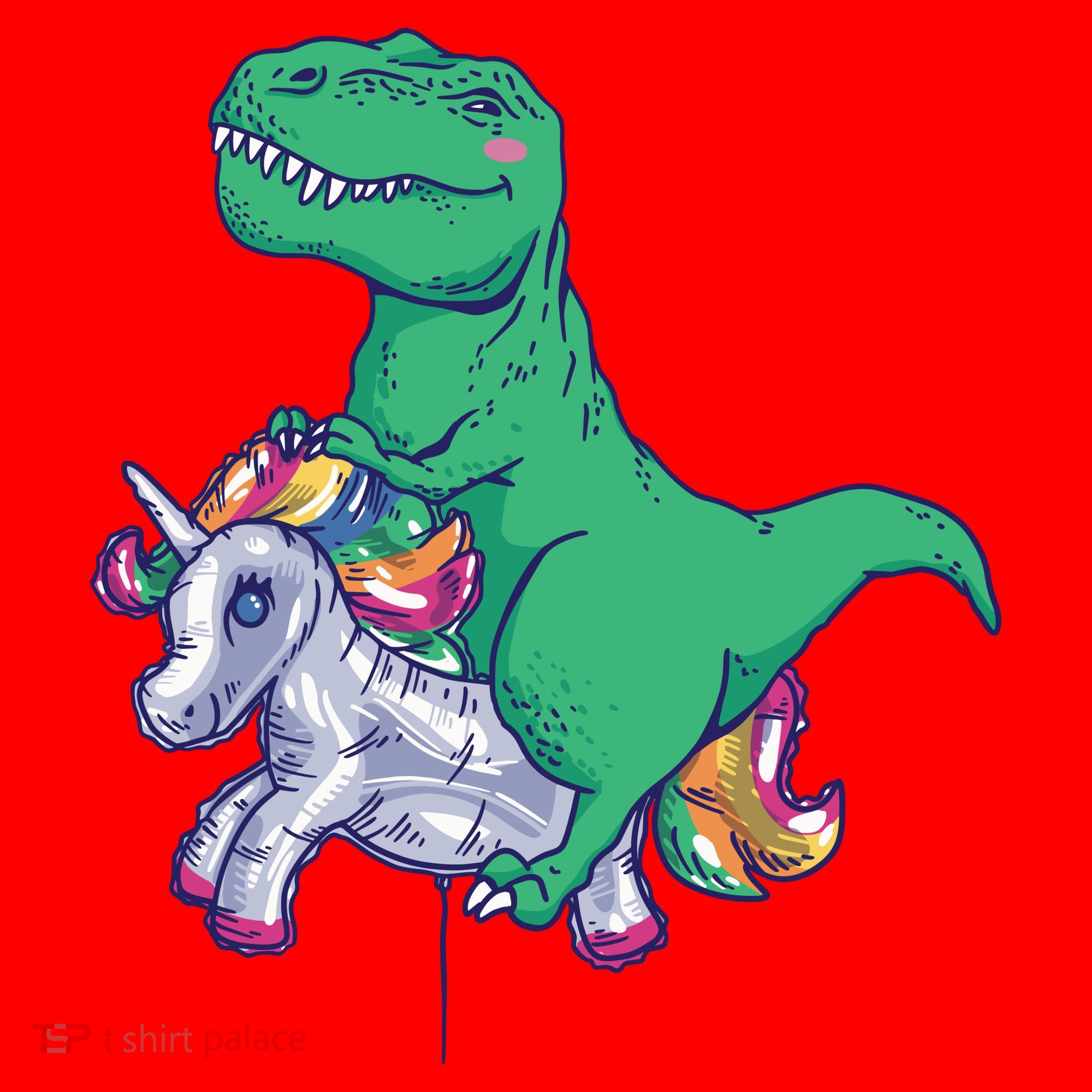 T-Rex Riding Unicorn Santa Hat